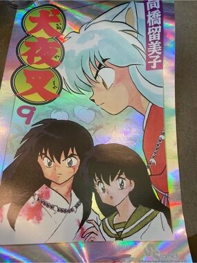 Holographic Anime Poster - White & Red Characters